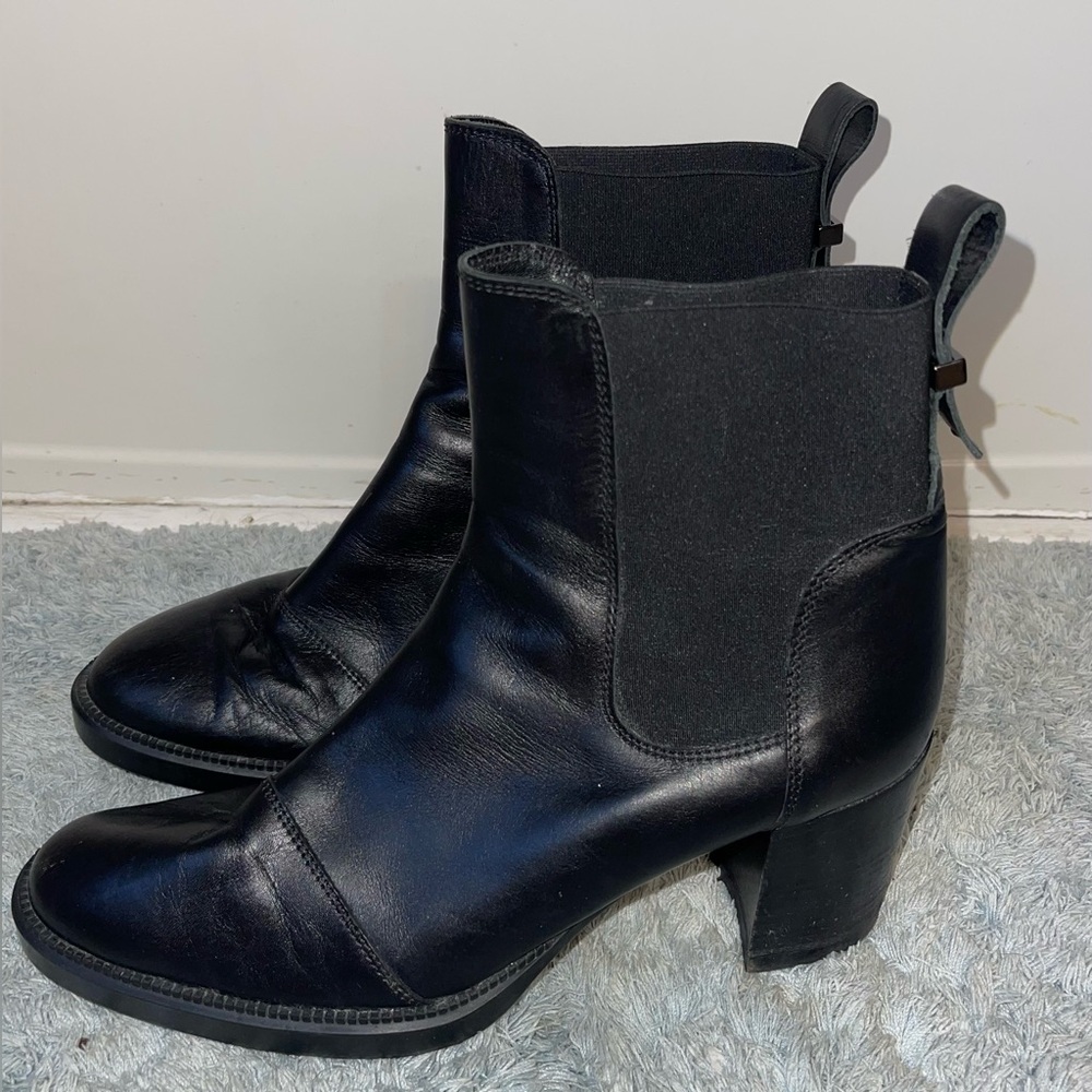 Aquatalia Ivory Leather Ankle Boots Rubber Platform Made in Italy size 11
